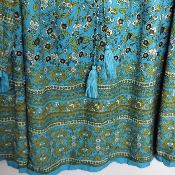 Natural Life Dara Mini Dress Size L Long Sleeve Floral Rayon Boho - Picture 3 of 10
